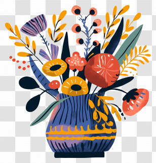 Abstract Flower Arrangement - Colorful Flower Vase Transparent PNG
