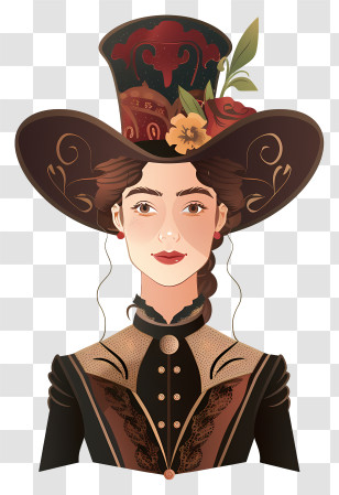 Victorian Woman - Victorian Woman With Elegant Hat Transparent PNG