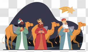 Christmas Nativity Scene - Three Wise Men With Camels Transparent PNG