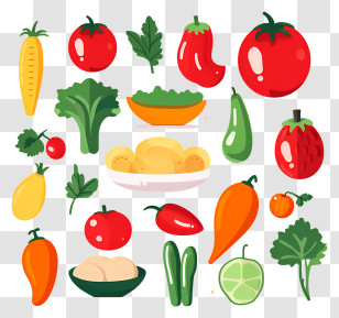 Vegetables - Colorful Cartoon Vegetables Vector Transparent PNG