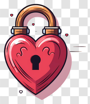 Key - Heart-Shaped Padlock With Romantic Design Transparent PNG