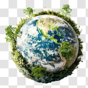 Earth Day - Earth With Greenery Representing Nature Transparent PNG