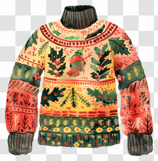 Ugly Christmas Sweater - Colorful Patterned Sweater Transparent PNG
