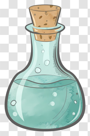 Cartoon - Glass Potion Bottle With Cork And Blue Liquid Transparent PNG
