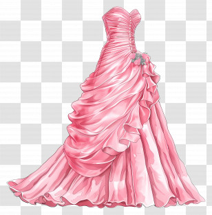 Pink Wedding Dress - Elegant Pink Ballgown Illustration Transparent PNG