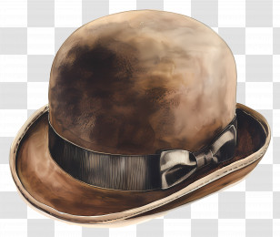 Derby Hat - Vintage Brown Bowler Hat Transparent PNG