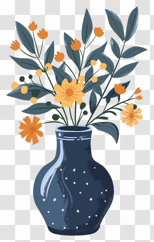 Flower With Vase - Flower Vase With Yellow Blossoms Transparent PNG