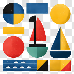Seaside Motif - Colorful Geometric Shapes Transparent PNG