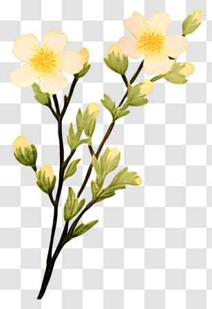 White Flower - Yellow Flowers On Branch Transparent PNG