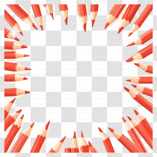 Pencils Frame - Red Pencil Frame Design For Creative Projects Transparent PNG