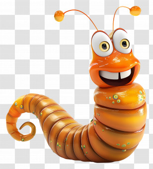 Summer - Cheerful Cartoon Worm Character Transparent PNG
