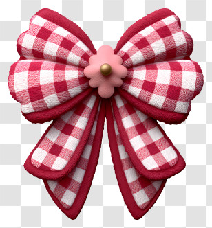 Bowknot - Red Checkered Bow Decoration Transparent PNG