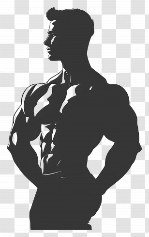 Strong Man Silhouette - Muscular Male Silhouette Illustration Transparent PNG