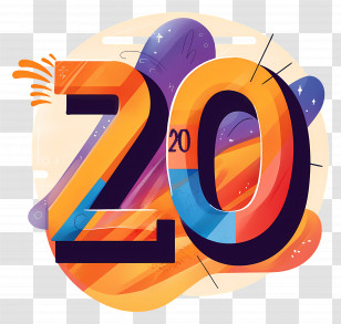 Number 20 - Colorful Number 20 Illustration Transparent PNG