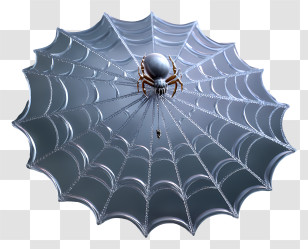 Spider Web - Silver Spider On Metallic Web Transparent PNG