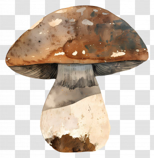 Boletus Mushroom - Artistic Brown Mushroom Illustration Transparent PNG