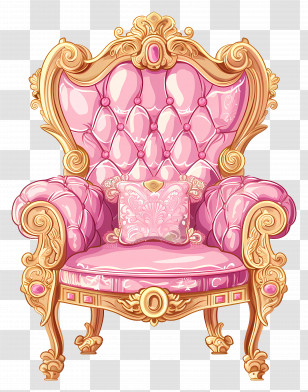 Princess Chair - Elegant Pink Armchair Transparent PNG