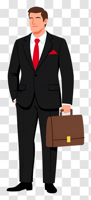 Businessman Holding Briefcase - Businessman In Black Suit With Briefcase Transparent PNG