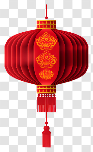 Paper Lantern - Traditional Red Chinese Lantern With Patterns Transparent PNG