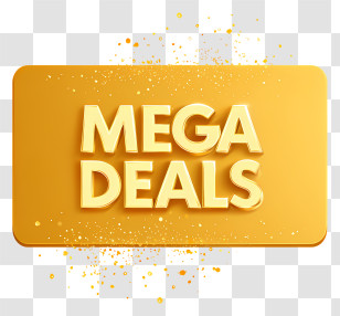 Mega Deals - Gold Mega Deals Promotional Badge Transparent PNG