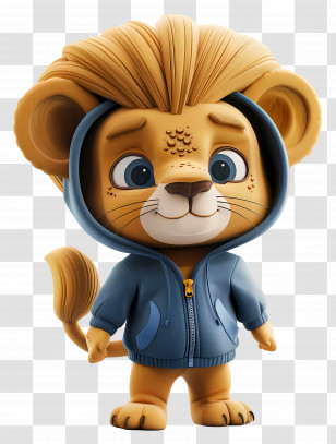 3d Lion - Cute Lion In Hoodie Illustration Transparent PNG
