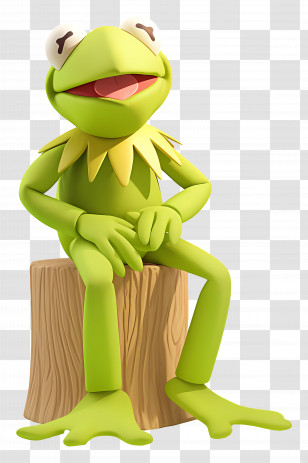 Kermit The Frog - Kermit The Frog Sitting On A Log Transparent PNG