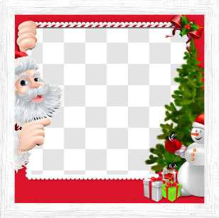 Snowman - Christmas Frame With Santa And Snowman Transparent PNG