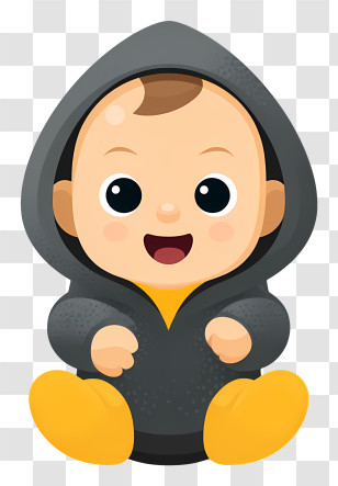 Baby Boy - Cartoon Baby In Hoodie Transparent PNG
