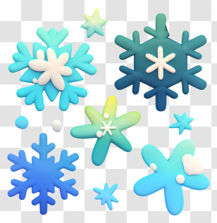 Kawaii Snowflake - Colorful Snowflakes In Various Shapes Transparent PNG