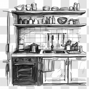 Kitchen - Sketch Kitchen Transparent PNG