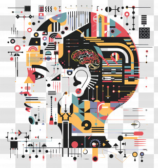 Artificial Intelligence - Abstract Human Head With Technological Elements Transparent PNG