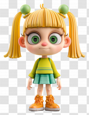 Angelica Pickles - Yellow-haired Girl In Green Dress Transparent PNG