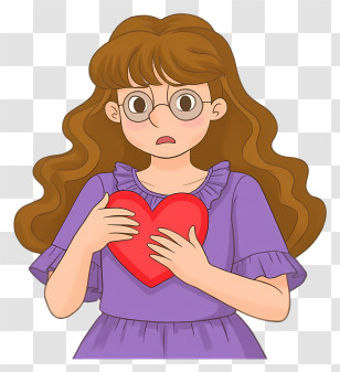 Woman Holding A Heart - Girl Holding A Heart Transparent PNG