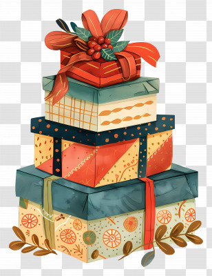 Gift Box - Illustration Of Stacked Colorful Gift Boxes Transparent PNG