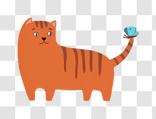 Black Cat - Orange Cat With Butterfly On Tail Transparent PNG