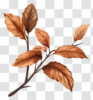 Brown Leaves - Autumn Leaf Branch With Golden-Brown Leaves Transparent PNG