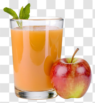 Orange Juice - Glass Of Fresh Apple Juice With A Red Apple Transparent PNG