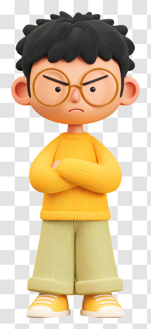 Annoyed Irritated Child - Angry Cartoon Character With Glasses Transparent PNG
