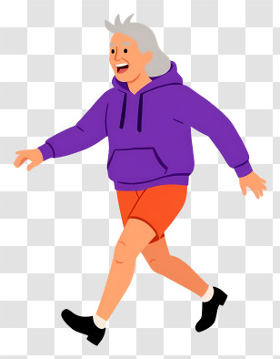 Older Woman Walking - Active Elderly Man In Purple Hoodie Transparent PNG