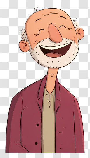 Old Man With Good Smile - Happy Old Man Cartoon Character Transparent PNG