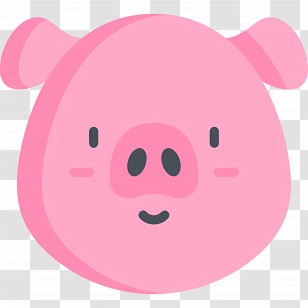 Pig Face - Cute Pink Pig Face Emoji Illustration Transparent PNG