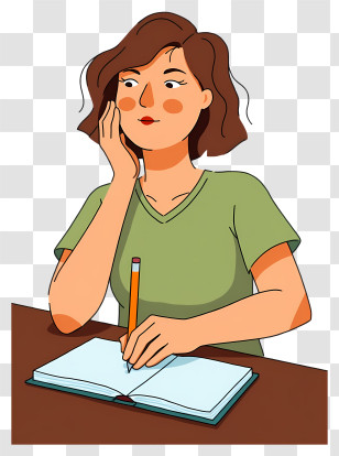 Woman Writing With Pencil - Woman Writing In Notebook Transparent PNG