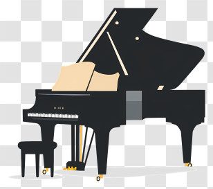 Piano - Elegant Black Grand Piano For Musical Performances Transparent PNG