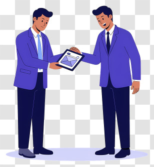 Two Businessmen Sharing A Document Transparent PNG
