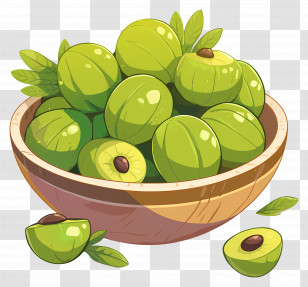 Amla Fruit - Bowl Of Fresh Green Fruits Illustration Transparent PNG