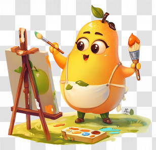 Cartoon Pear Painting - Pear Character Painting Illustration Transparent PNG