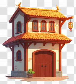 Chinese Traditional Building - Small Cute Doodle House Transparent PNG