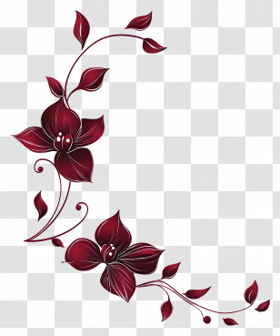 Maroon - Decorative Floral Pattern In Elegant Red Transparent PNG