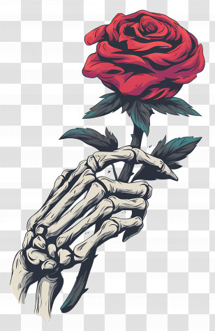 Skeleton Hand Holding Rose - Skeleton Hand Holding A Rose Transparent PNG