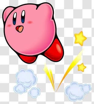 Kirby - Pink Cartoon Character Jumping Transparent PNG